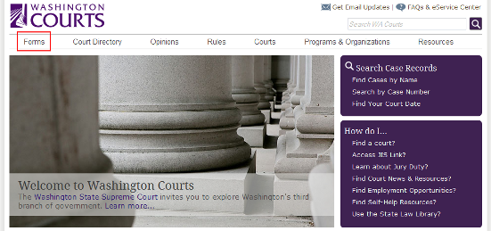 WA Courts webpage