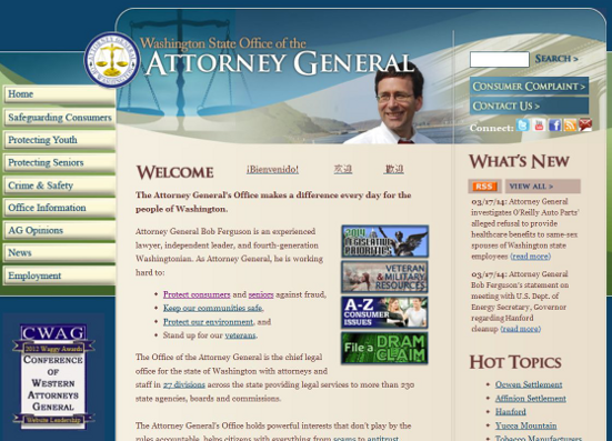 WA attorney general webpage.